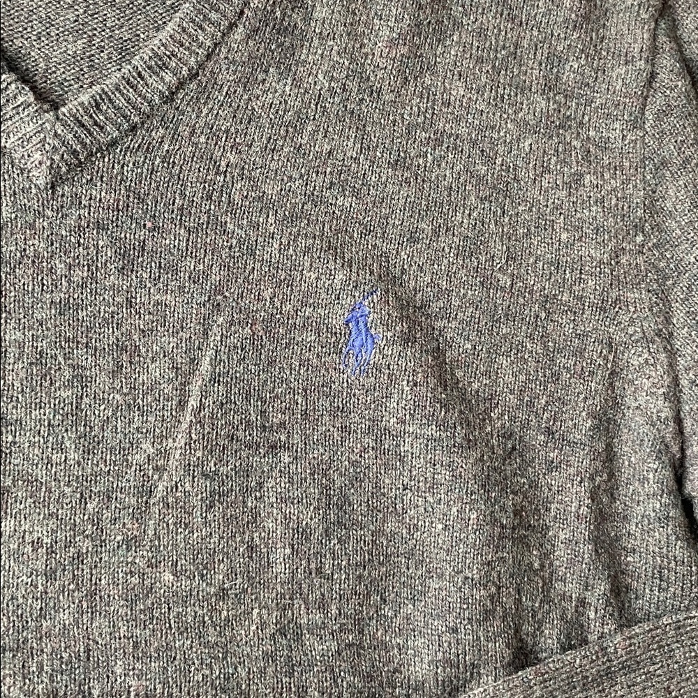 Polo by Ralph Lauren Men's Dark Green Lambswool V-Neck Sweater - Picture 6 of 8
